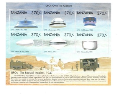 #ad #ad Tanzania 1999 UFO#x27;S Aircraft Sheet of 6 Stamps Scott #1825 MNH $5.70