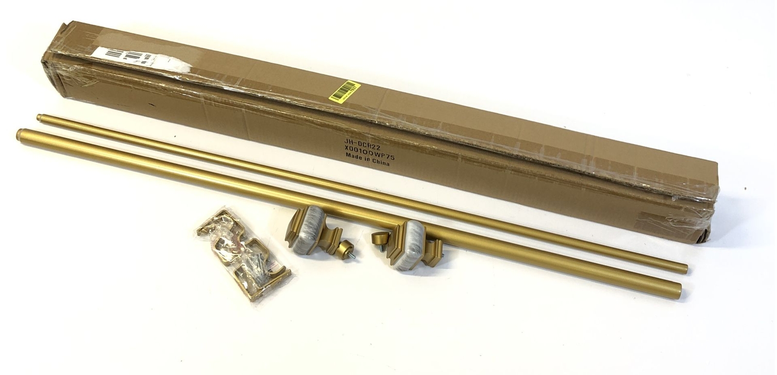 Barra de cortina doble dorada 121-213 cm, extremos de mármol, diseño moderno