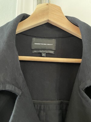 SOMETHING NAVY Arielle Charnas Oversize Cotton Blend Blazer Trench Coat  Jacket M