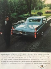 1963 Cadillac Print Ad Powder Blue Tail Fins Country Club Classy Caddy