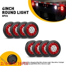 4inch Round White Red 16led Truck Trailer Brake Stop Turn Signal Tail Lights