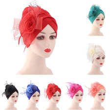 African Women Flower Hijab Turban Chemo Cap Bonnet Hat Headscarf Wrap Indian New