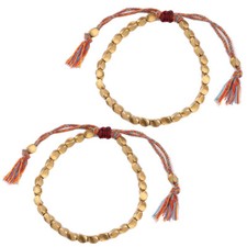 2PC Lucky Tibetan Buddhist Braided Cotton Copper beads Rope Bracelet Bangle Gift