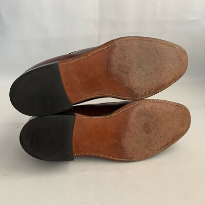 Bostonian Loafers Brown Leather Tassel Apron Almond Toe Slip 