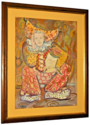 DAVID HOCKNEY Original Signed Vintage Festival Jester Harlequin Gouache Painting