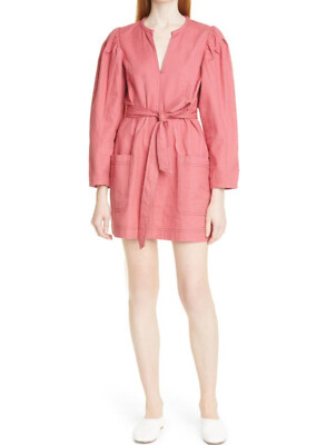 Baum und Pferdgarten Aaliyah Mini Dress Size 42 12 Preppy Long Sleeve Tie Waist