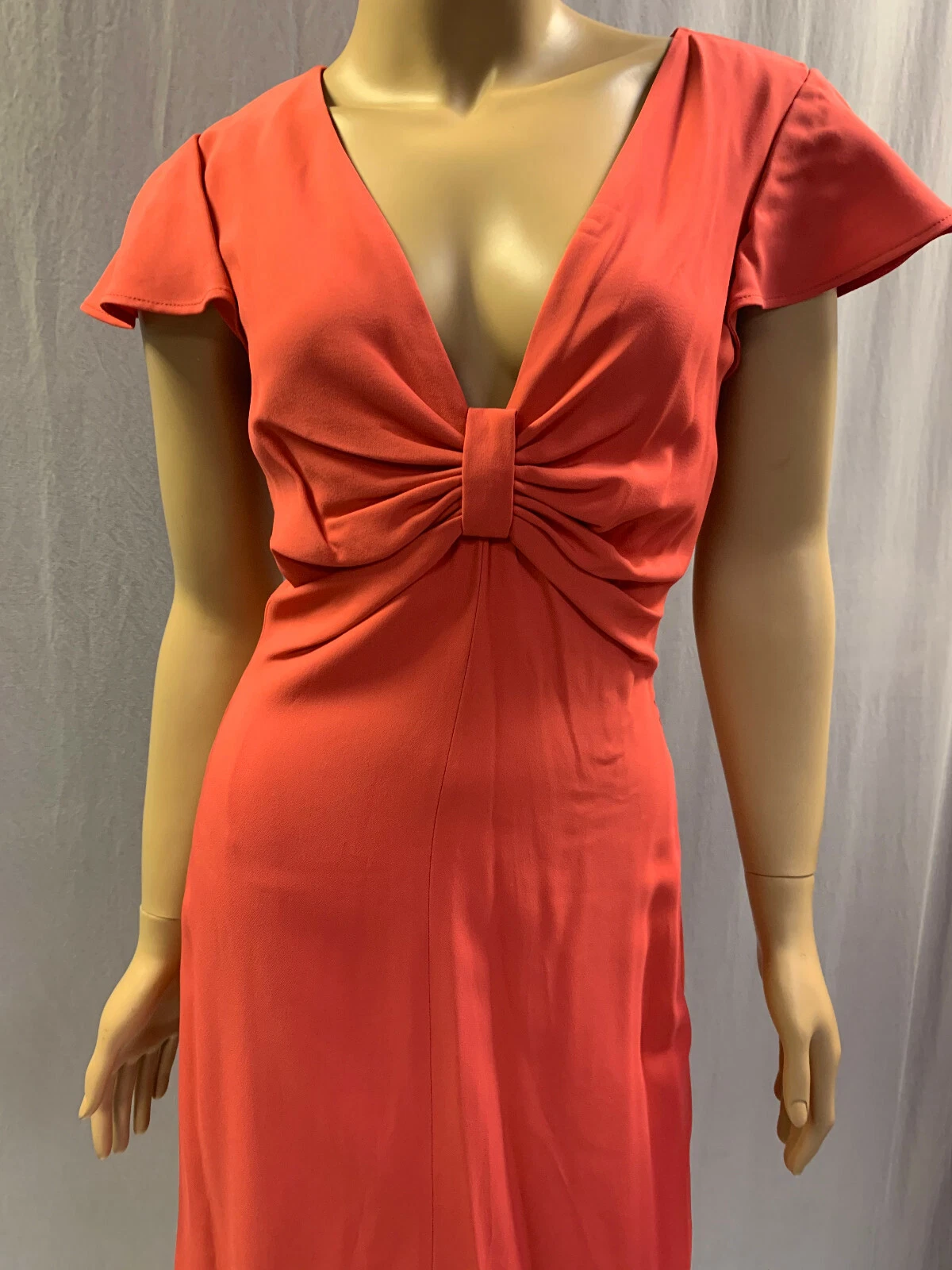 NUOVO ABITO VALENTINO MANICA ROSSA FLUTTER COLLO A V TAGLIA 8 PUNTI PICCOLO