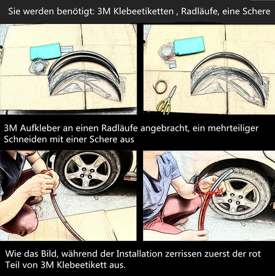 4X 1.5m Radlauf Verbreiterung Kotflügel Gummiprofil Zierstreifen Universal Auto - Bild 4 von 4