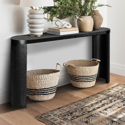 60'' Thick Top Entryway Table with Curved Legs for Inward/Outward-Facing Sofas