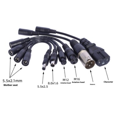 5.5x2.1mm Female Adapter Cord Conversion Wire for Electronics Multiple Output