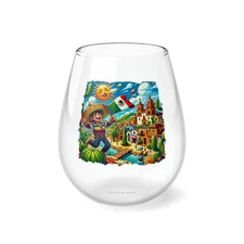 Proud Mexican Flag Kid Wine Glass (Stemless)