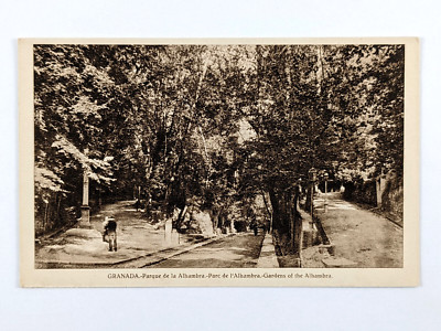 Antique Postcard Gardens Of Alhambra Granada Spain Unposted