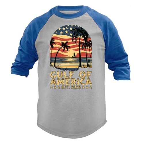 Golfo d'America Patriottico USA Donald Trump MAGA Manica 3/4 Raglan - Foto 6 di 10