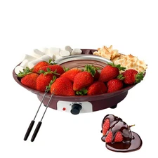 Electric Fondue Maker Set With 2 Forks/Removable Serving Tray & I5V4