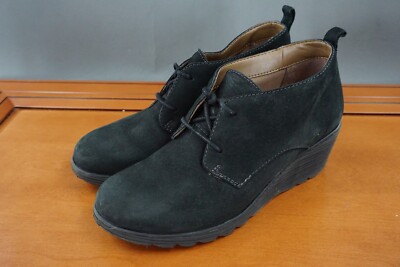 Dansko Cadee Oxford Wedge Heel Shoes Womens 37 Black Nubuck Ankle  Bootie