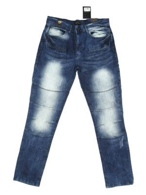 Denim Trends Mens Marble Wash Distressed 5 Pocket Stretch Denim Blue Jeans 32