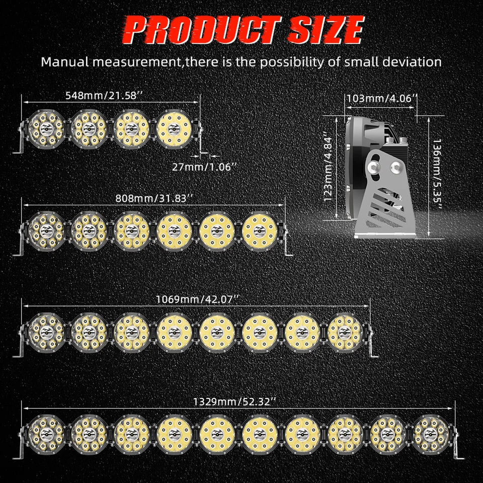 Barra de techo de luz vinculable COLIGHT 5" 52" LED de conducción redonda 10 XL Pro para SUV 4X4  Foto 2 de 4