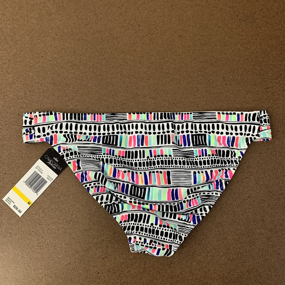 California Waves Sea Glass Deco Printed Side-Tab Swimsuit Bikini Bottom Medium - Image 3 of 4