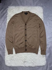 A.P.C Rue Madame Paris Knit Cardigan Sweater Button Linen Blend szS Beige