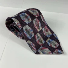 VTG Geoffrey Beene 100% Silk Made In USA Purple Abstract Geometric Print