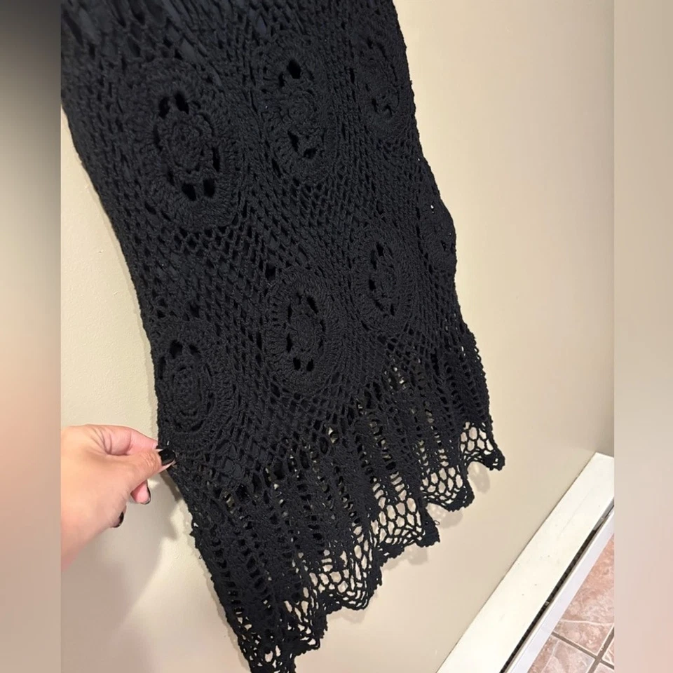 whimsigoth crochet beachy midi gothic maxi summer stretchy open knit dress - Imagem 4 de 4