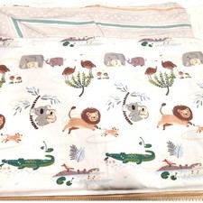 Baby Swaddle Blanket White Safari Animal Print Cotton 30x30 hand sewn quilt