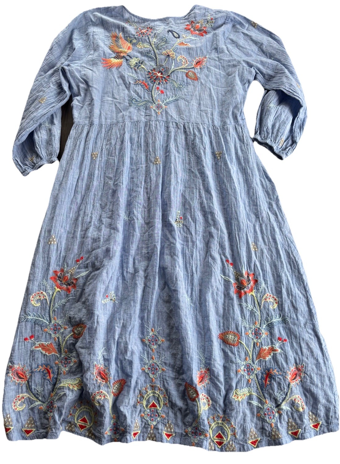 Johnny Was Workshop Split V Neck Embroidered Dres… - image 8