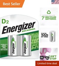 Rechargeable D Batteries 2-Pack, 2500 mAh NiMH - Perfect for Toys  Electronics