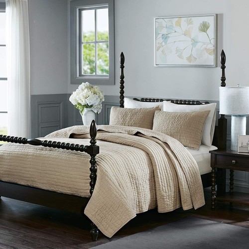 Madison Park Signature Serene Full/Queen 3 Piece Cotton Quilt Coverlet Set - 第 3/9 張圖片