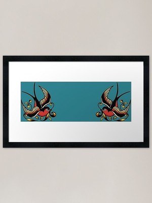 Spatz traditionelles Tattoo gerahmt ein gerahmtes Wandbild Poster Leinwanddruck Bild