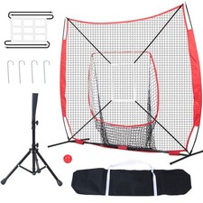 Uimoso Baseball Wurfnetz mit Zielscheibe 244x106cm inkl. Tragetasche Rot