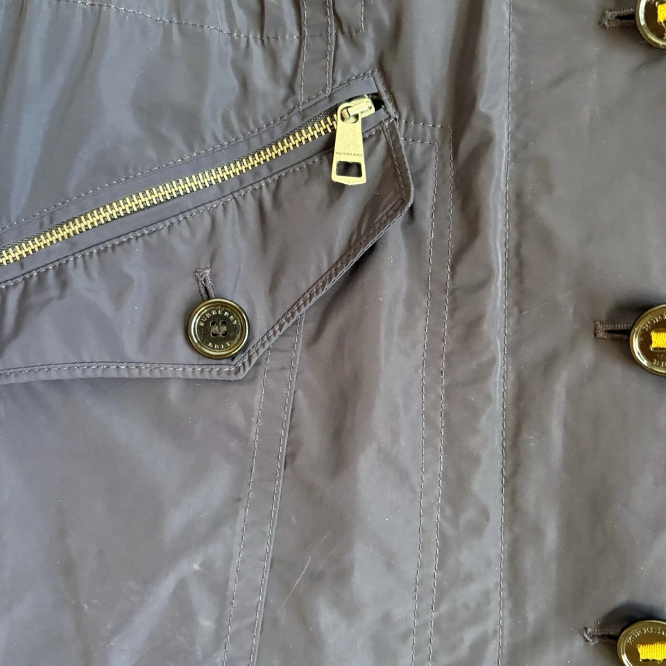 Chaqueta con capucha Burberry Brit para mujer talla 4 azul amarillo lluvia EE. UU. Foto 2 de 4