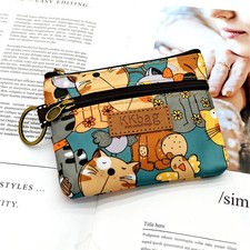Adorable Colorido Estampado Gráfico Impermeable Monedero Cremallera Bolsa