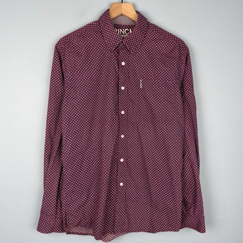 Cinch Modern Fit Mens Medium Button Up Shirt Western Rodeo Geometric Polka Dots