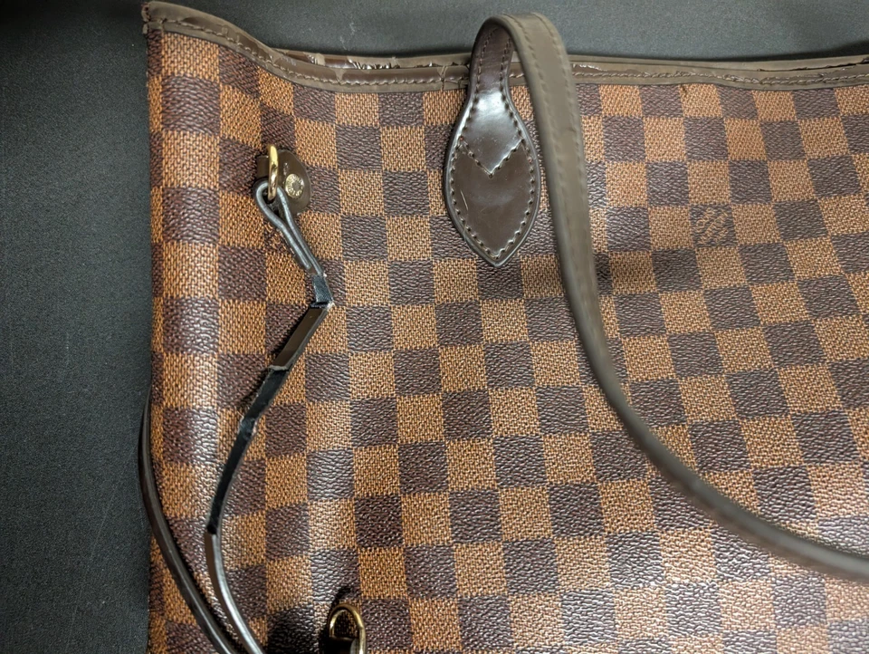 Louis Vuitton Bundle Neverfull Tote MM Brown Canvas Damier Pouchette & Wallet - Image 3 of 4