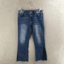 Miss Me Jeans Womens 30 Crop Slim Boot Cotton Blend Mid Rise Dark Wash Blue