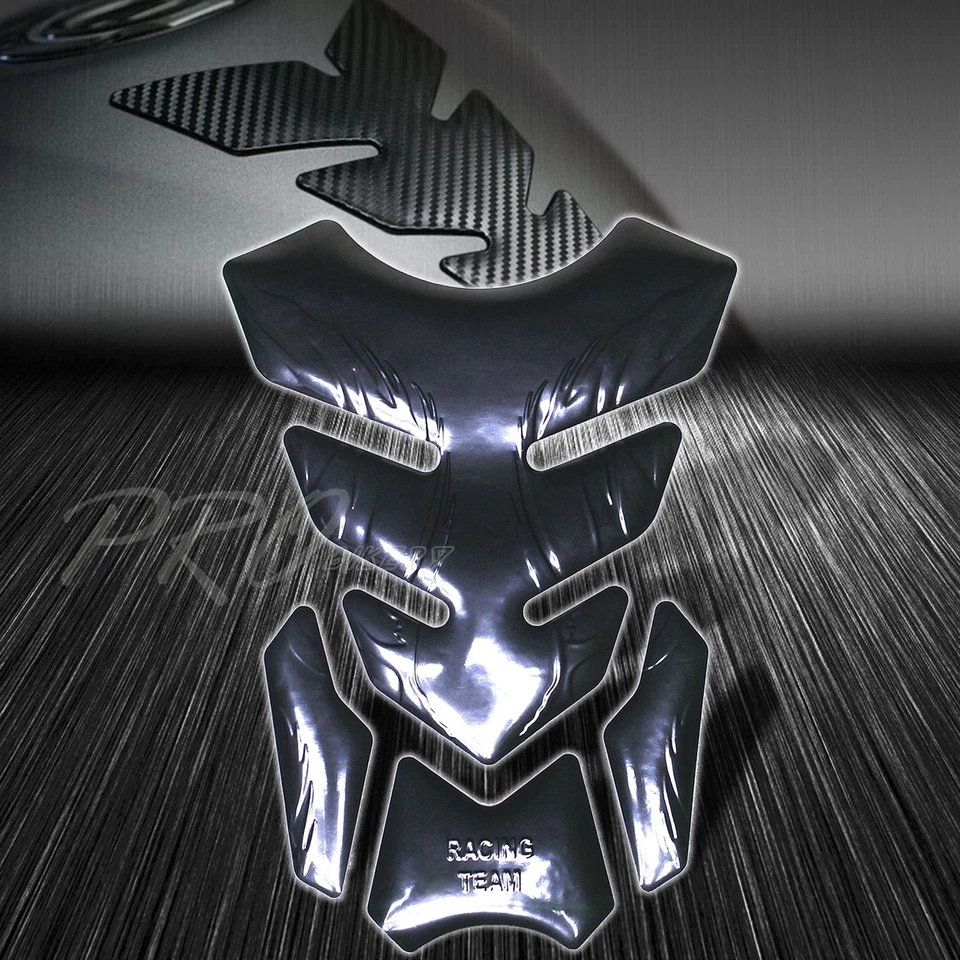 Almohadilla de tanque de combustible/gas fuego tribal negra + logotipo y letra 3D 6" + pegatina emblema Suzuki GSXR Foto 2 de 4