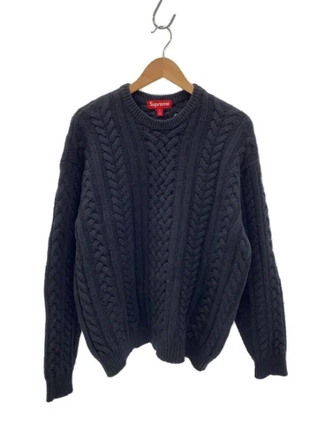 Pull tricot Supreme (laine moyenne épaisse noire câble d'application occasion
