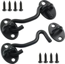 Waziaqoc 2PCS 3 Inch Hook and Eye Latch, Stainless Steel Heavy 3 Inch, Black 