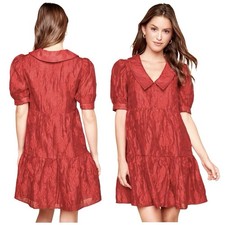 Sugarlips Womens Puff Sleeve Babydoll Mini Dress Red Wedding Guest Party Size M