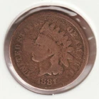 US Rare Old West 1881 Indian Head Penny Coin American Collection Shield Cent USA