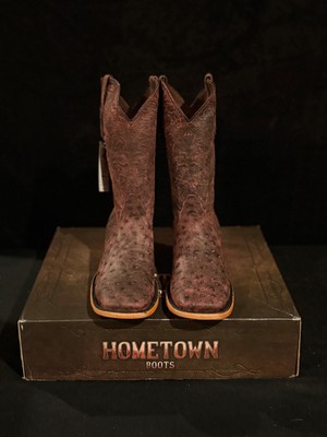 Moave Black Cherry Ostrich Print (Clone) Boots   Size 11 US / 30 MX