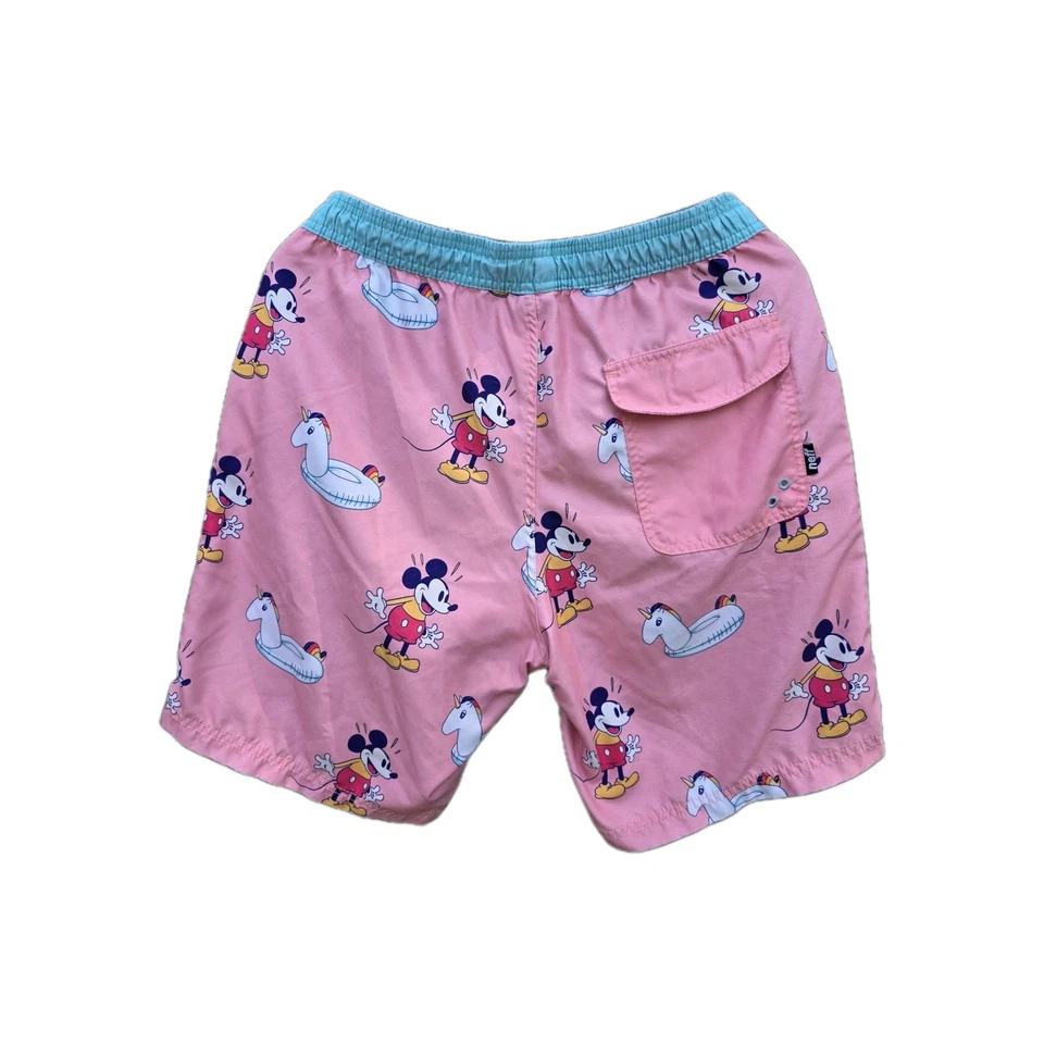 Neff X Disney Mickey Mouse Board Shorts Swim Trunks Pink Blue Mens Size Small - Image 2 of 4