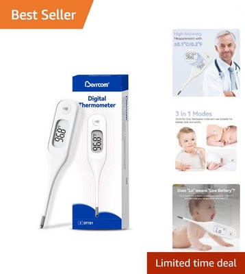 Portable Waterproof Digital Thermometer - Fever Alarm for Fast Accurate Readings
