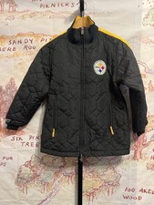 Pittsburgh Steelers Reebok Quilted Jacket Youth M 10-12 NFL Black Gold