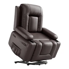 Power Lift Recliner Chair Massage Reclining Sofa Faux Leather With Cup Holder