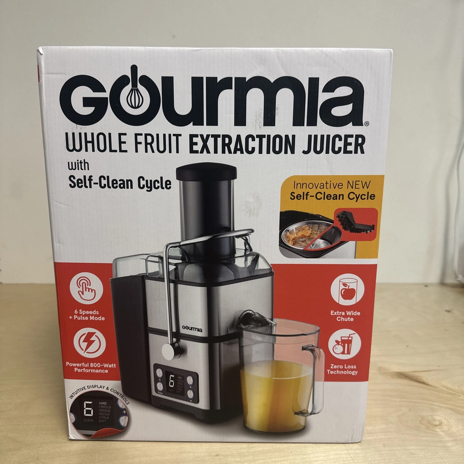 Gourmia Whole Fruit Extraction Juicer with Self Clean.