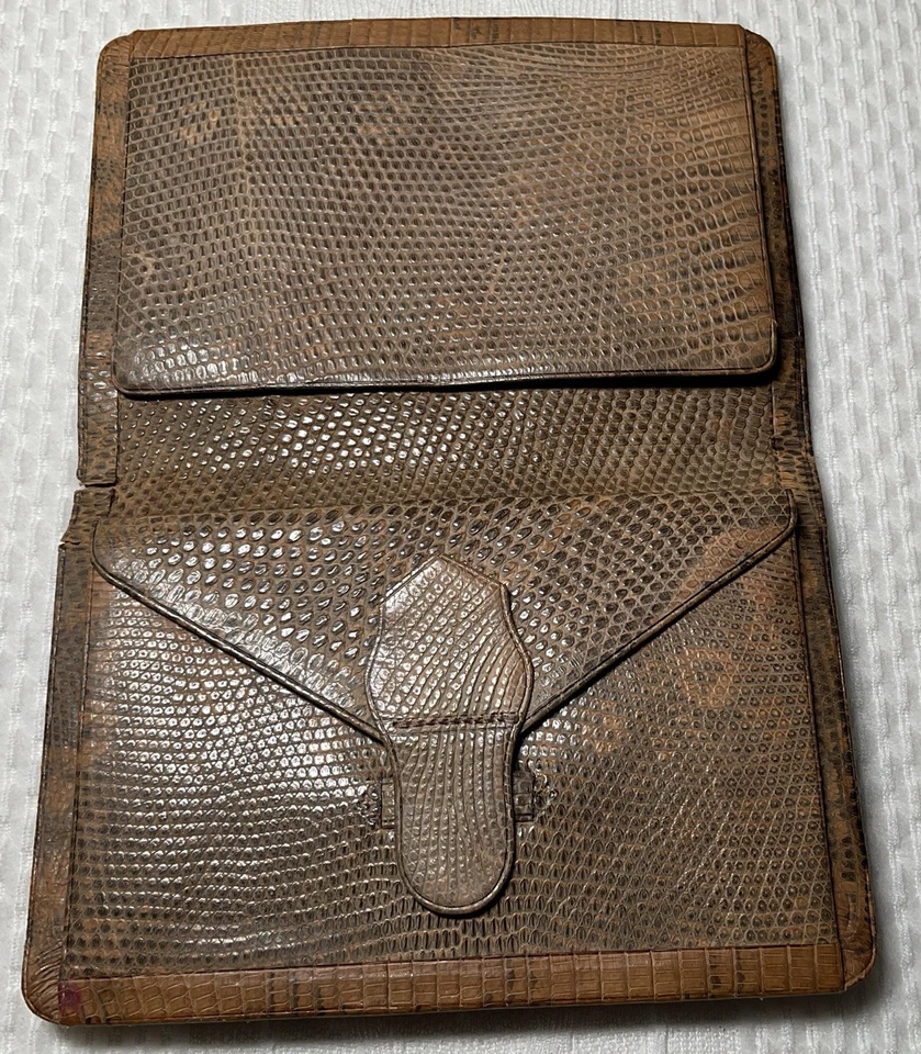 Reptile Snakeskin Antique Silver Mono Victorian Wallet Card Case - Image 3 of 4