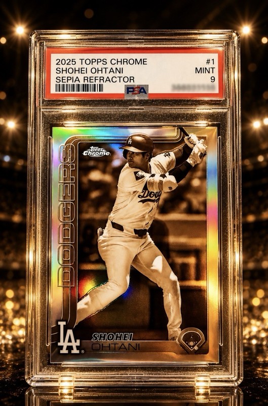 Shohei Ohtani PSA 9 RARE SEPIA HOLO REFRACTOR GRADED SPORTS CARD DODGERS MINT