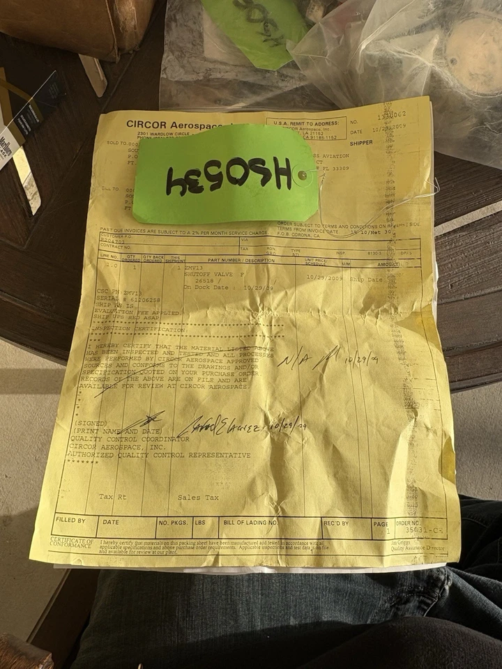 Conjunto de válvula de cierre de cortafuegos de avión de haya 118-389005-1 (Alt: ZMV13) Foto 3 de 4